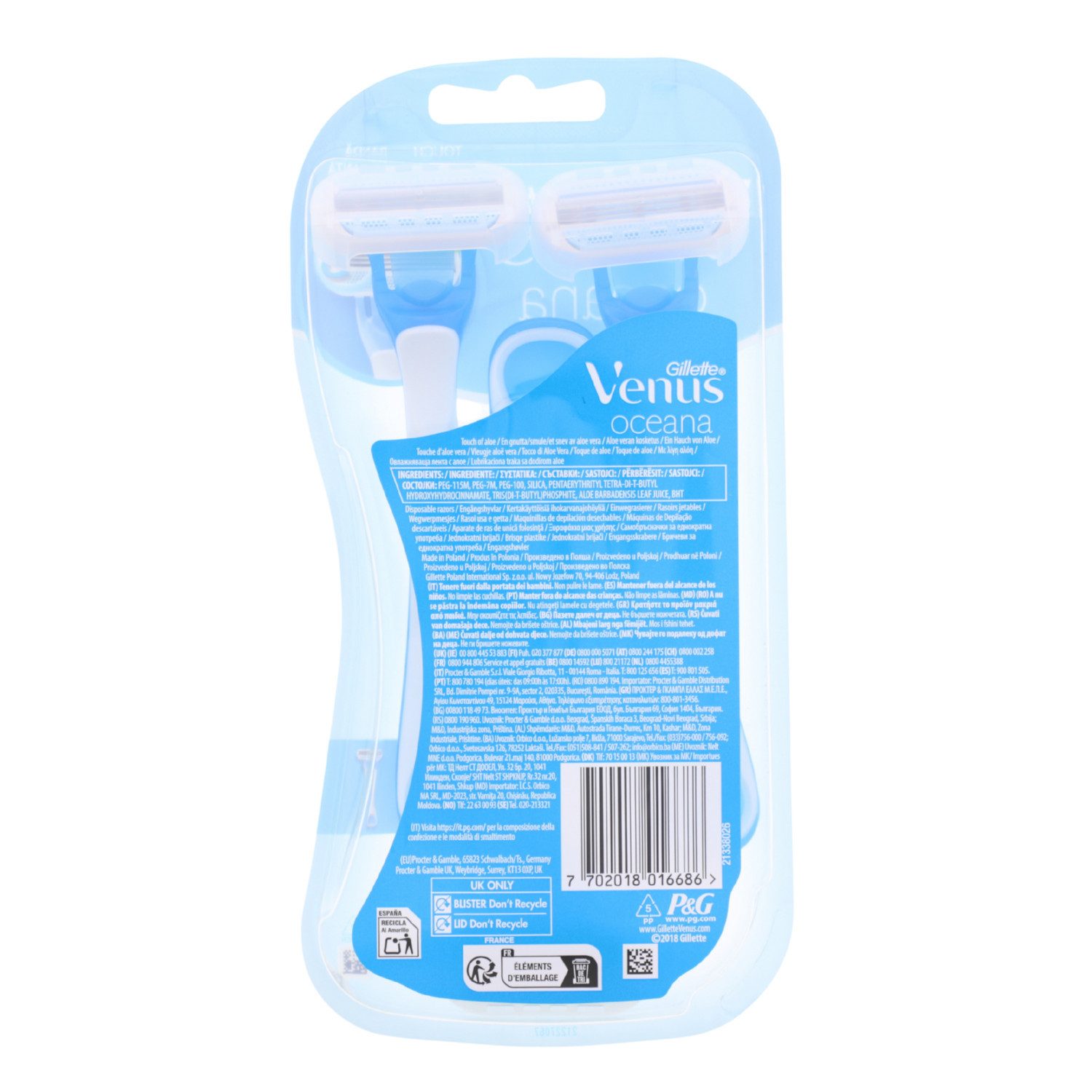 Gillette Körperrasierer Gillette Venus Oceana 3 Damen Einwegrasierer mit Komfortklingen Rasier