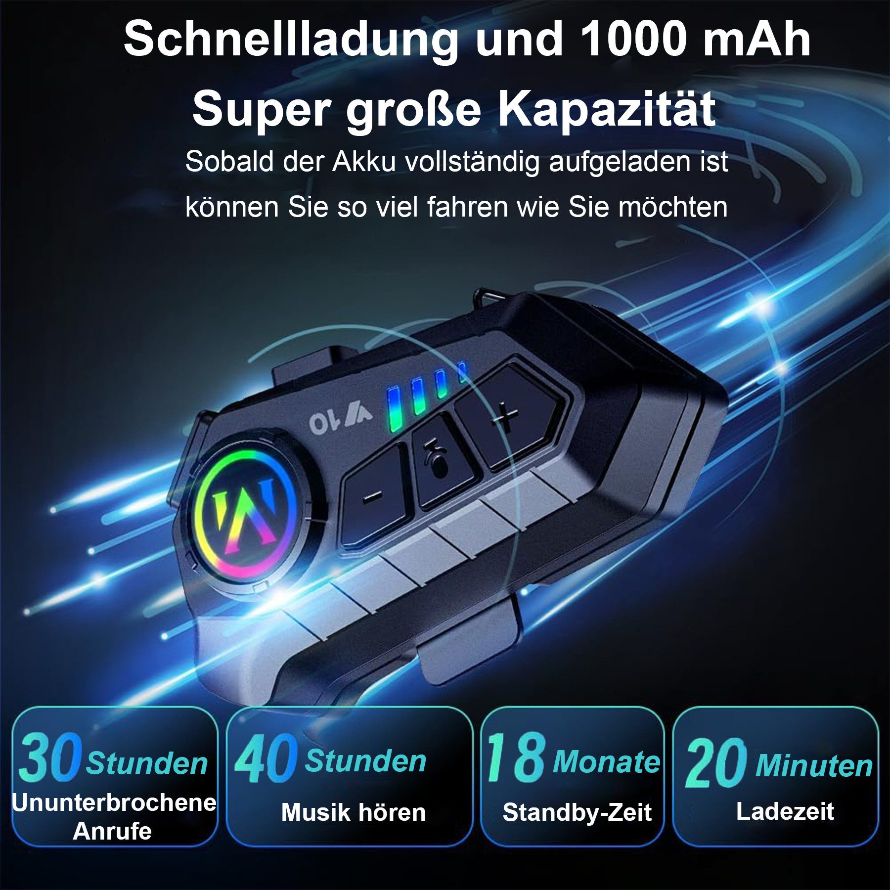 Senmudi Motorradhelm Helm Headset,Motorrad Helm Bluetooth Headset,Motorrad Intercom Headset