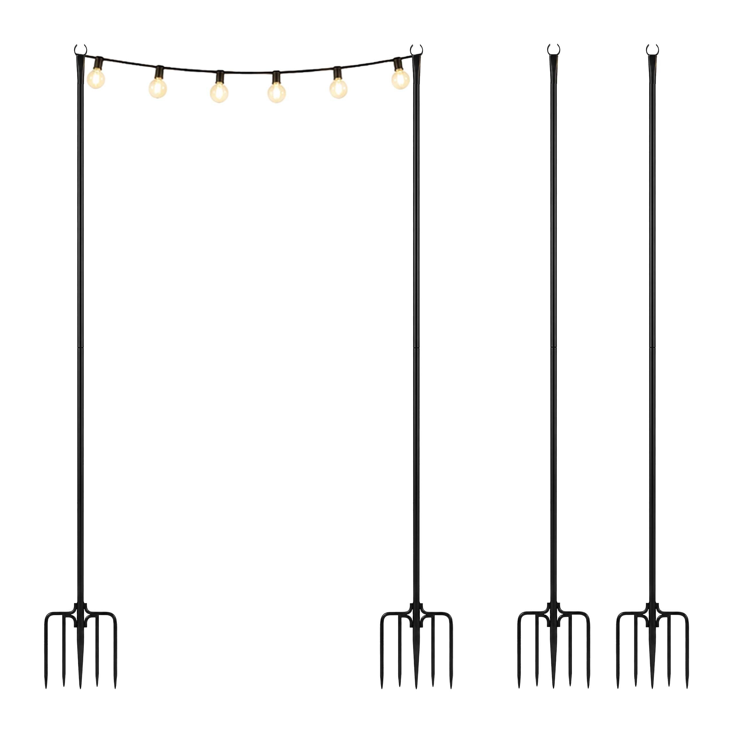 relaxdays Gartenstecker Lichterkettenstangen Set outdoor 3 m (4-St) 4er Pack