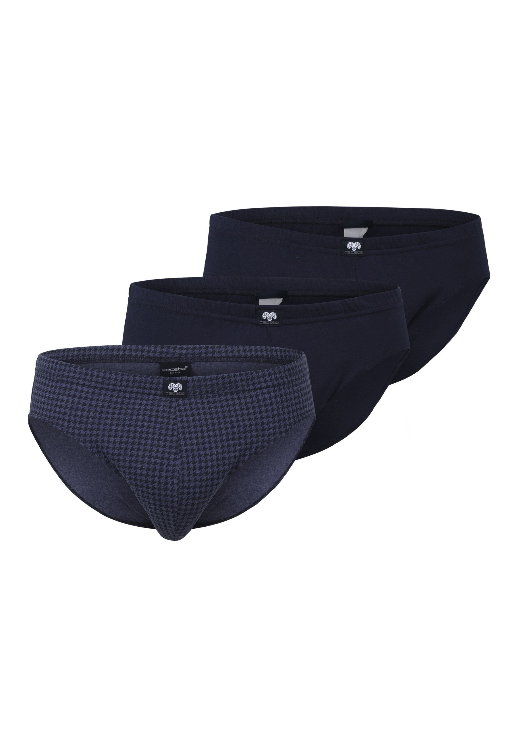 3er blau Herren Slip Pack längsgestreift (3-St) Slip CECEBA blau-mittel-Allover CECEBA