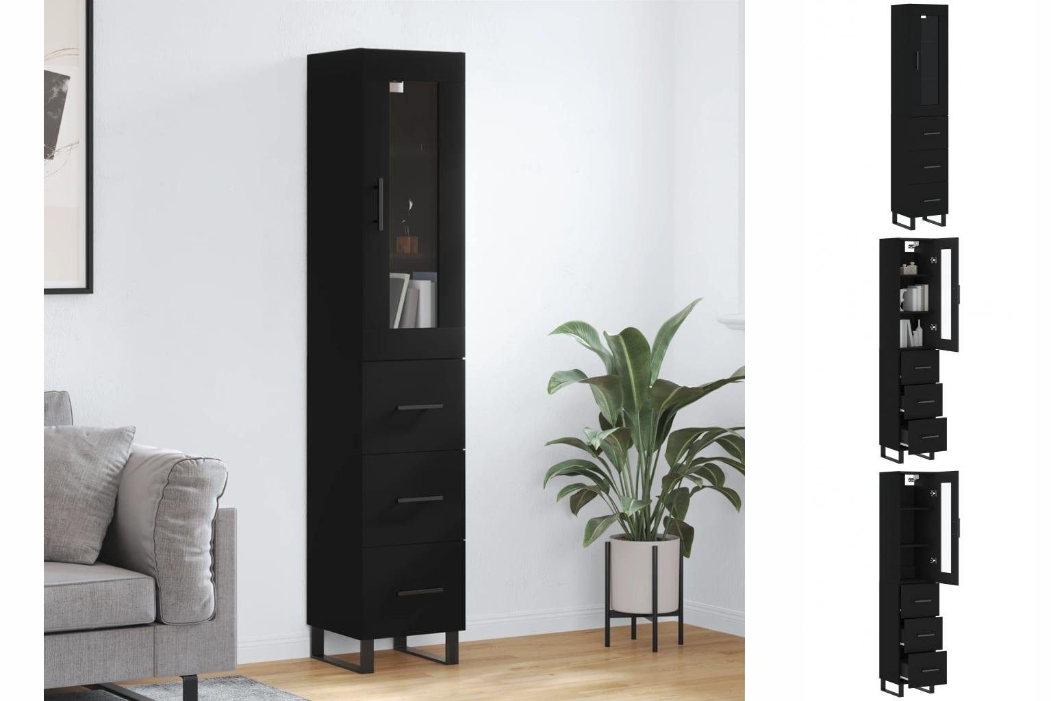 Holzwerksto cm 34,5x34x180 Schrank Regal Hochschrank vidaXL Schwarz Kleiderschrank Highboard