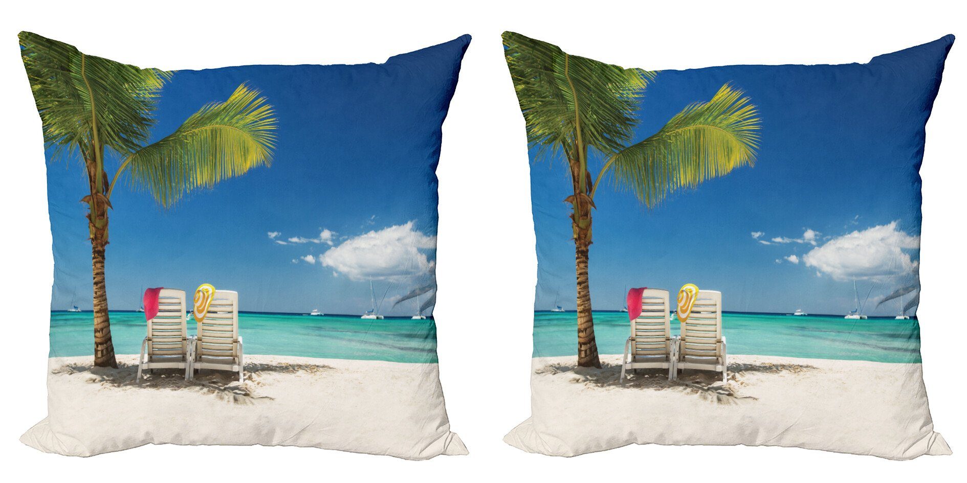 Doppelseitiger Kissenbezüge Panorama Strand (2 Stück), Accent Abakuhaus Relaxing Meer Modern Digitaldruck,
