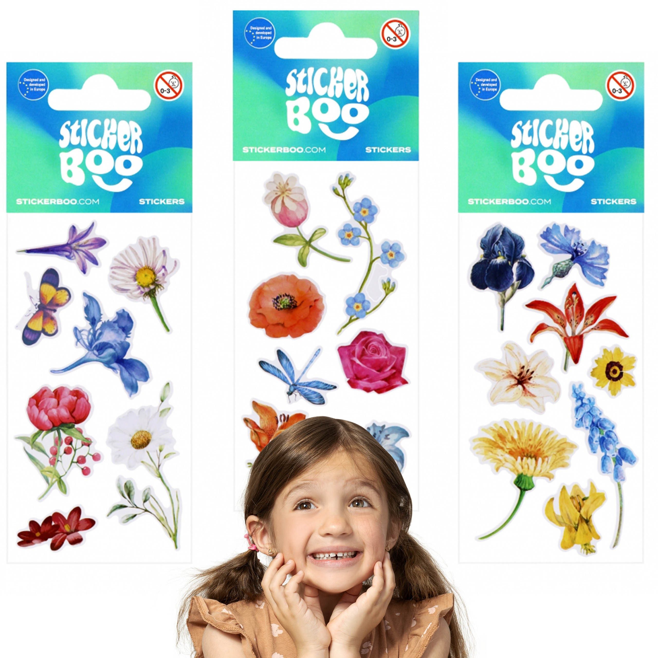 Sarcia.eu Sticker Set von bunten Stickern, Blumen, Aufkleber für Kinder