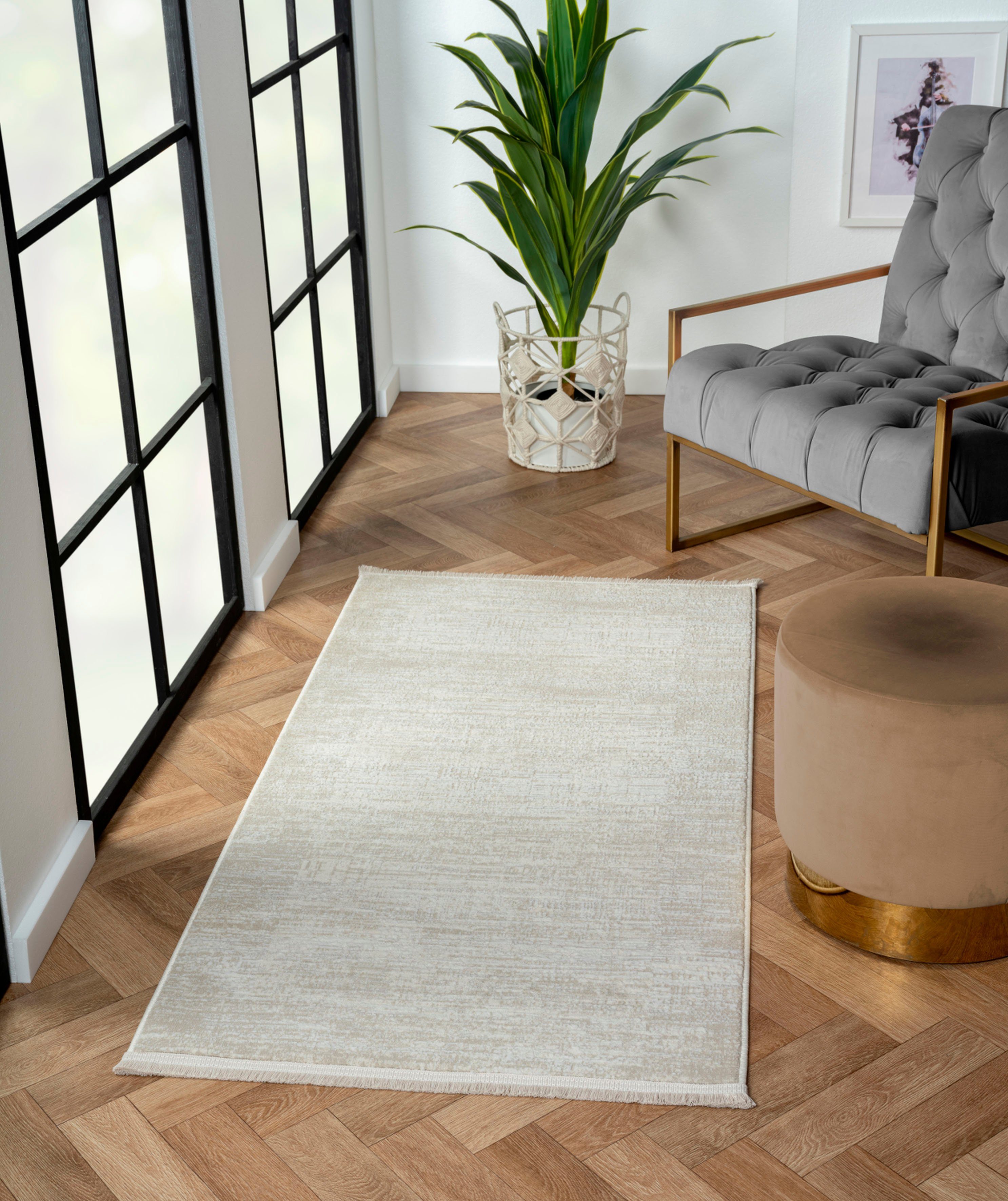 Myflair Möbel & Accessoires Teppich My Heaven, LAGERRÄUMUNG!, rechteckig, Höhe: 10 mm, Kurzflor, Scandi-Look, besonders weich durch Microfaser, mit Fransen