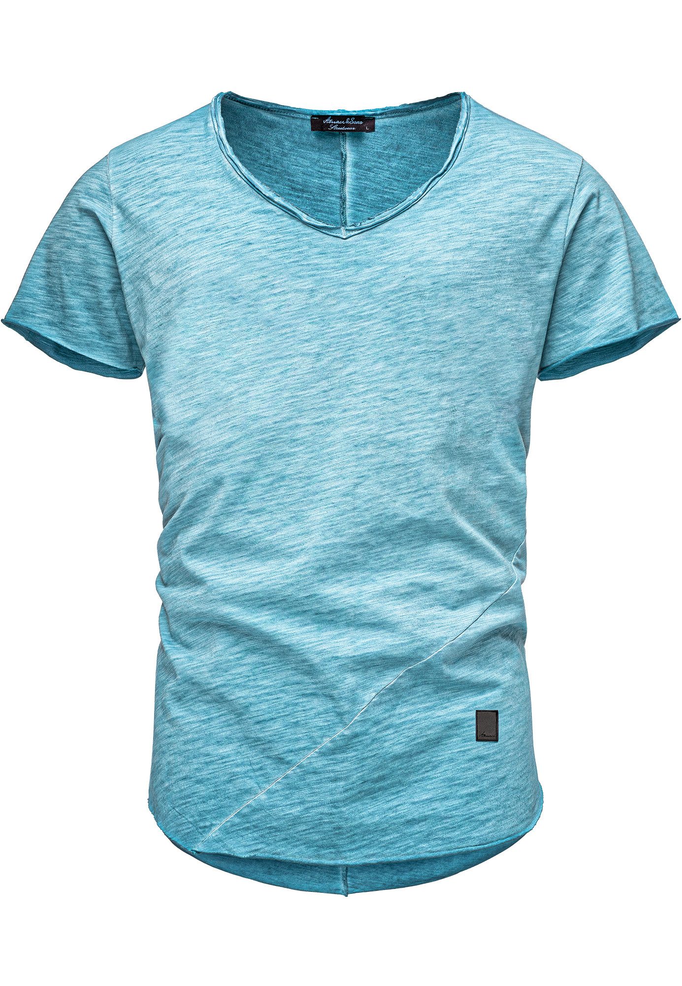 Amaci&Sons T-Shirt SAN FRANCISCO Herren Oversize Vintage Verwaschen V-Aussc günstig online kaufen