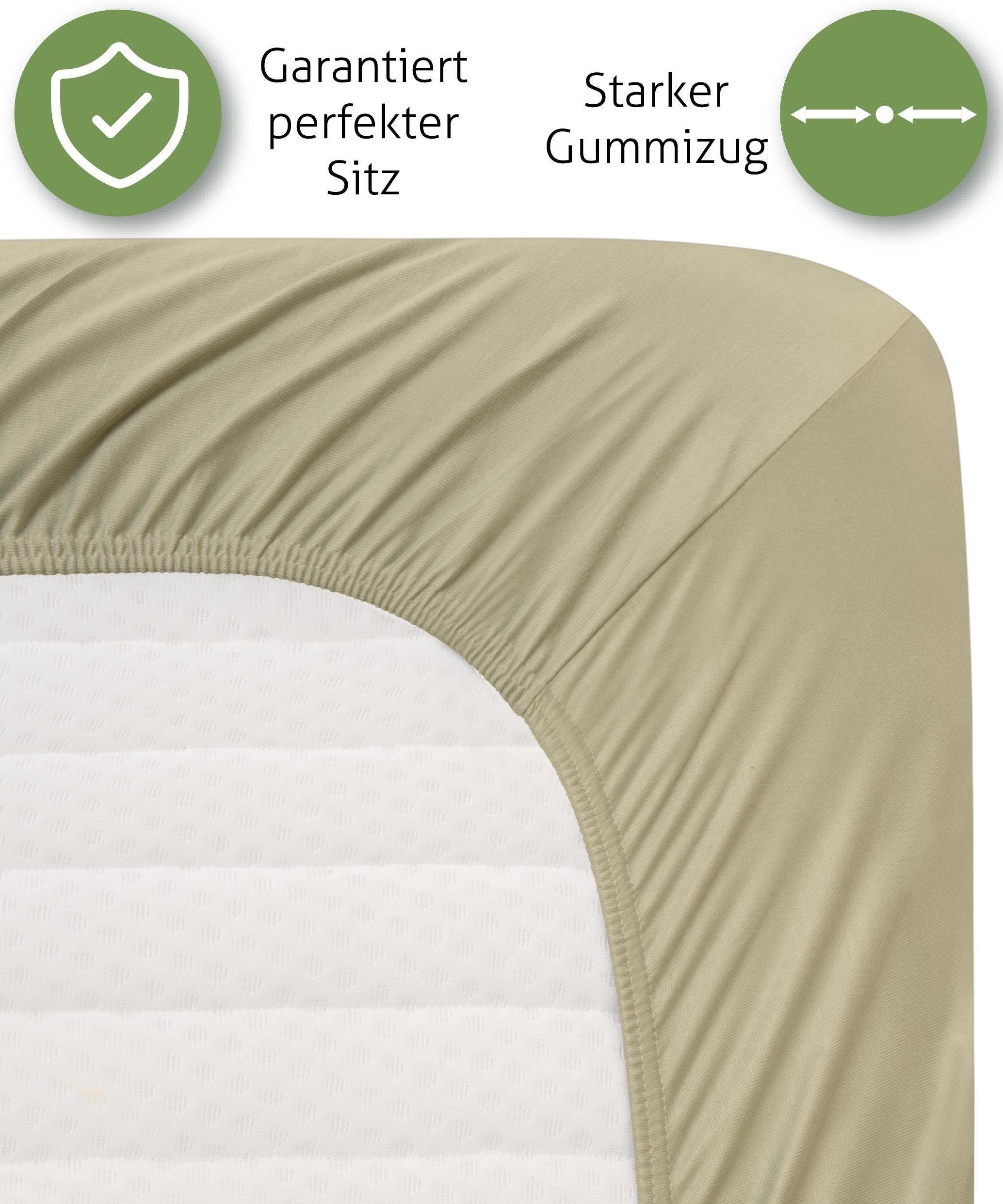 Aspero Spannbettlaken Spannbetttuch, Interlock, Gummizug: rundum, günstig online kaufen