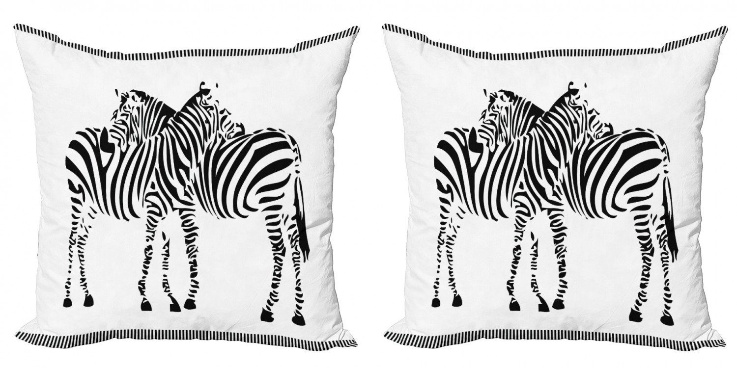 Kissenbezüge Modern Accent Doppelseitiger Digitaldruck, Abakuhaus (2 Stück), Tierwelt 2 Zebras Silhouette