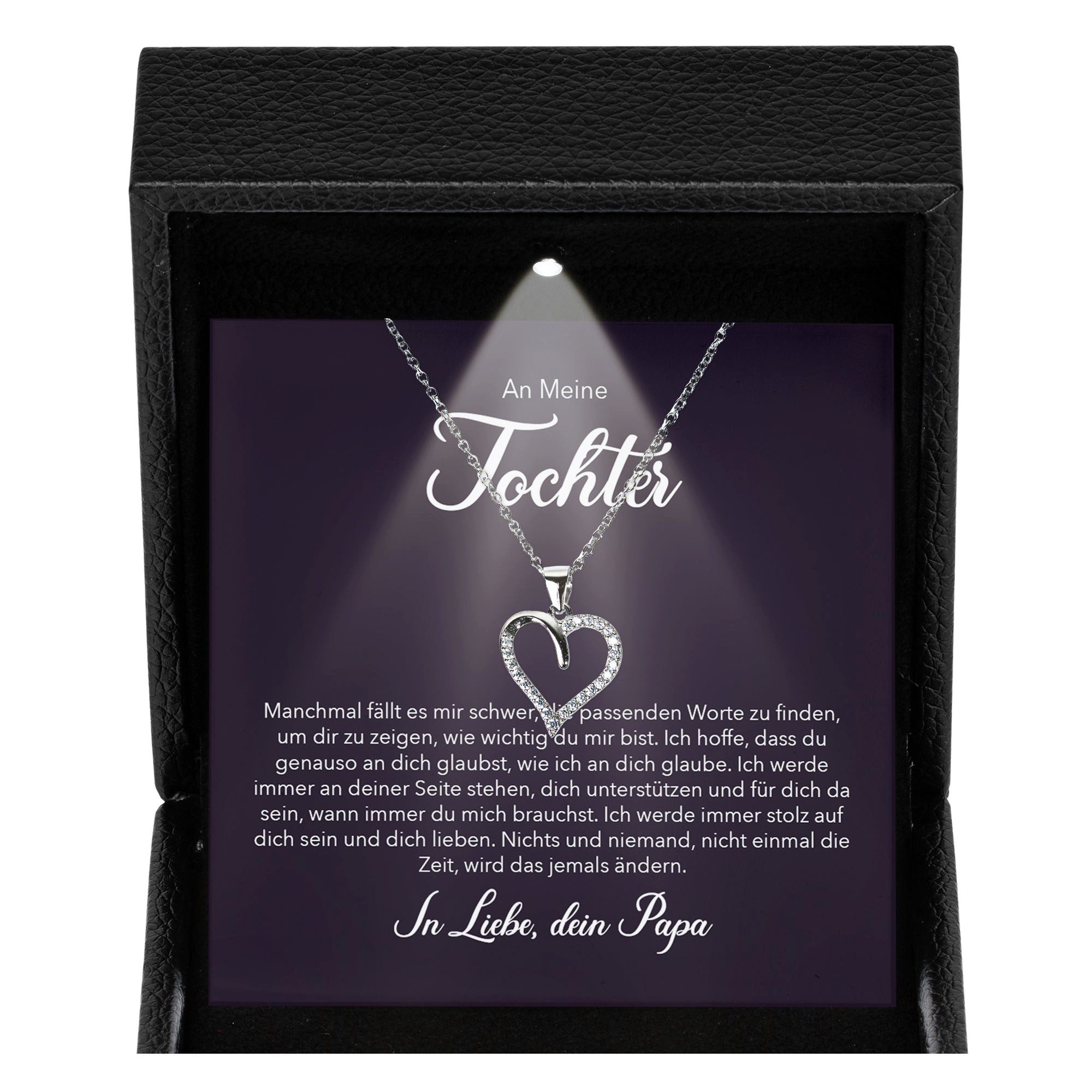 22Feels Schmuckset Tochter Geschenk von Papa Mädchen Frauen Schmuck Herz Halskette Abitur (Geschenkset), Silber 925/000, Geschenkset Made In Germany, Premium Licht Etui