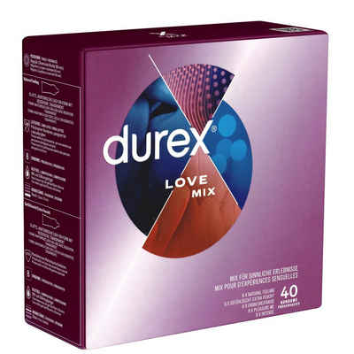 durex Kondome Love Mix Packung mit, 40 St., Markenkondome im Mix für überraschende Abwechslung