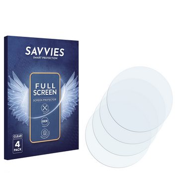 Savvies Full-Cover Schutzfolie für Mutoy Smartwatch 1.32" (rund), Displayschutzfolie, 4 Stück, 3D Curved klar