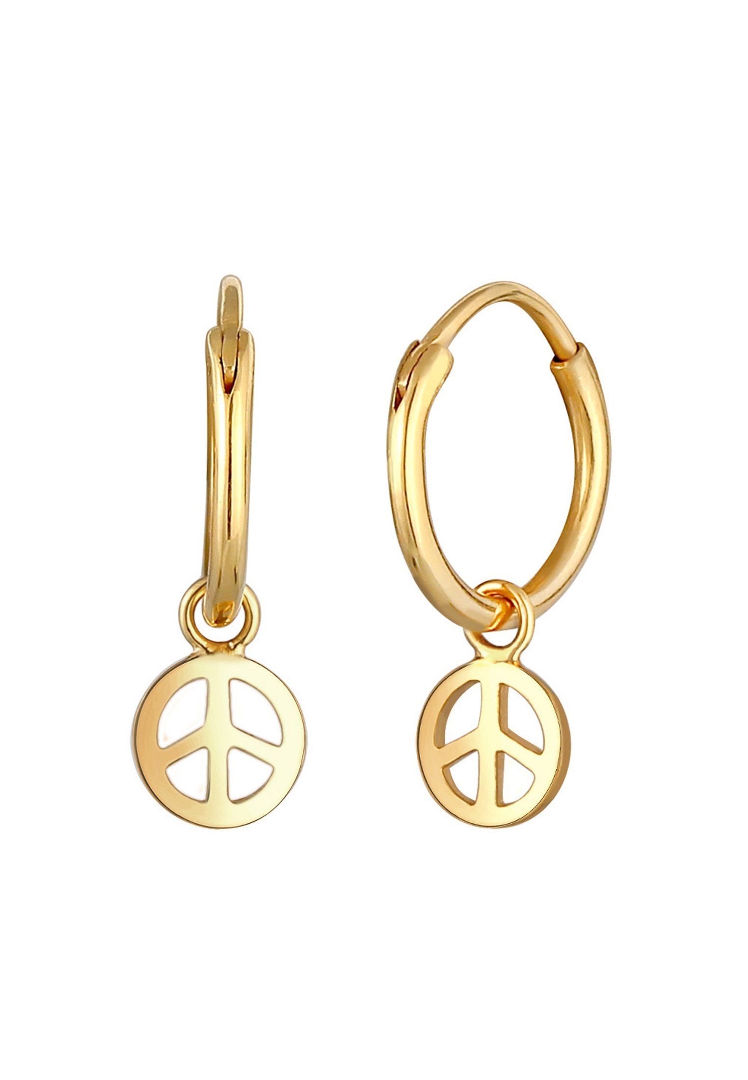 Elli Paar Creolen Creolen Peace Boho Symbol 925 Silber, Peace-Zeichen
