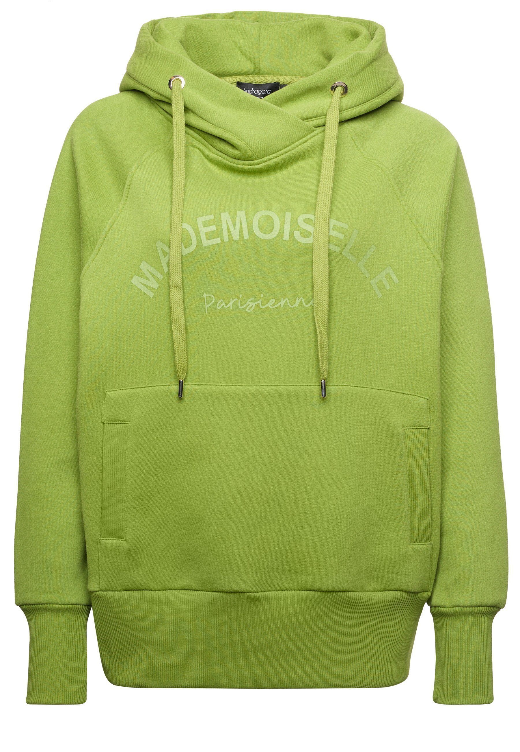 mit dezentem Decay olivgrün-grün Kapuzensweatshirt Frontprint