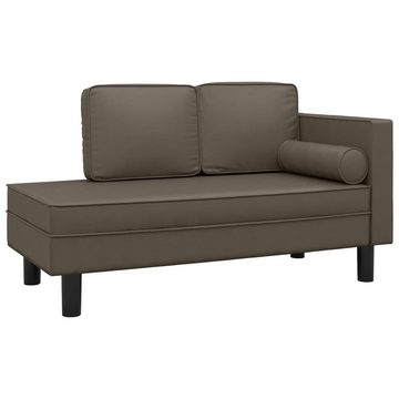 vidaXL Sofa Chaiselongue mit Kissen und Nackenrolle Grau Kunstleder