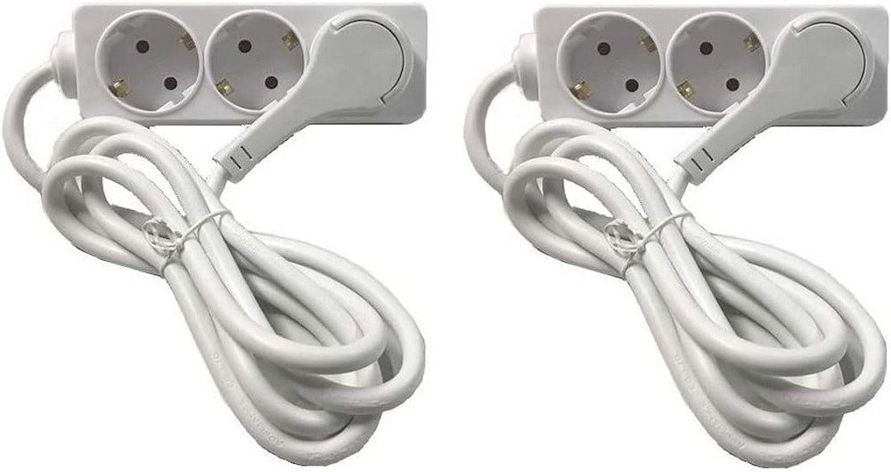 DIW 2 Stück 3-Fach Steckdosenleiste, flacher Winkelstecker, 3m WSP2x045405 Mehrfachsteckdose 6-fach (2er Set, insgesamt 6 Steckplätze, extra flacker Schuko-Winkelstecker, extra Hebel für leichtes entnehmen, Schutzkontaktstecker), Extra flacher Schuko-Winkelstecker, extra Hebel für leichtes Entnehmen