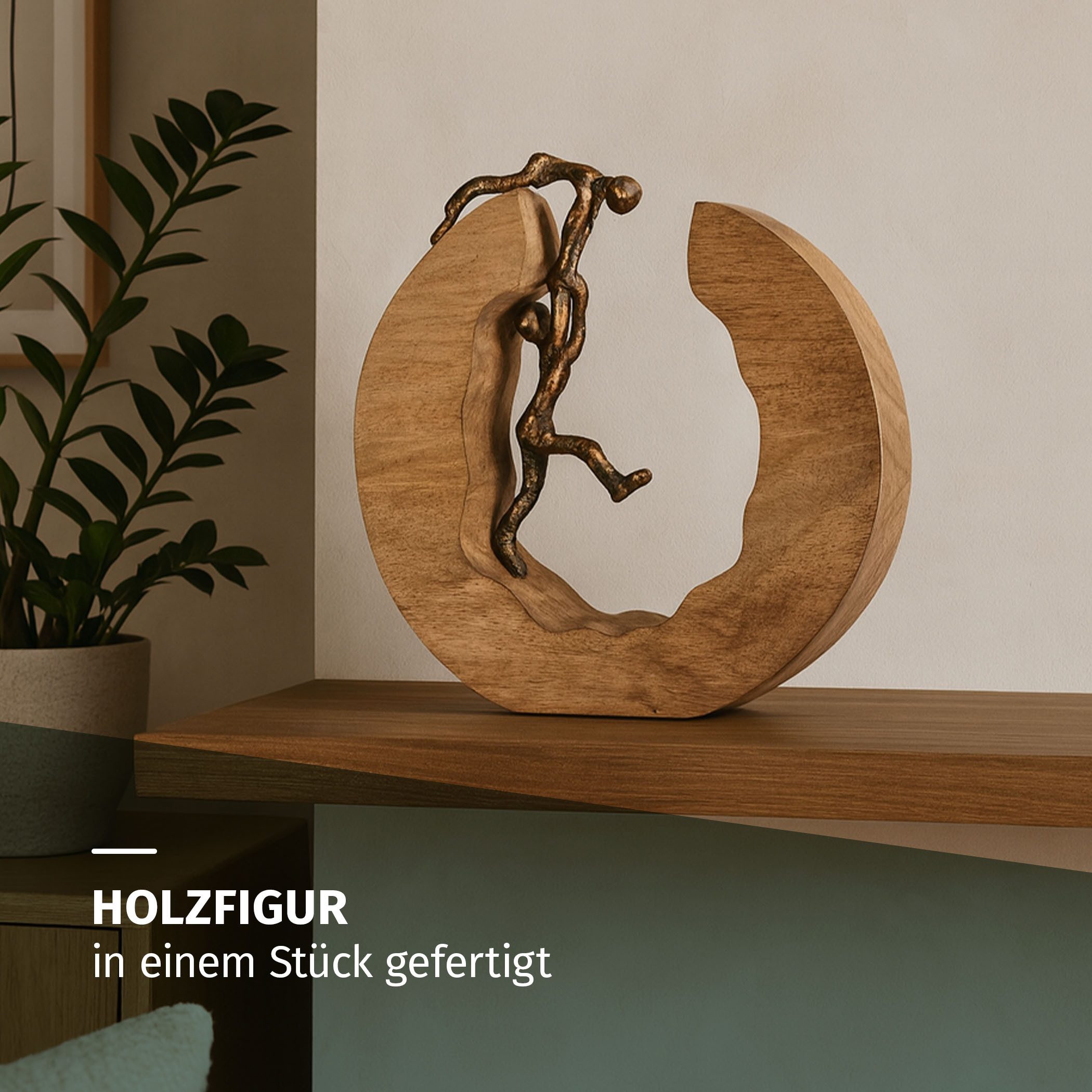 Moritz Skulptur Skulptur Teamwork Teamarbeit 29x28cm, Holz, Tischdeko, Fensterdeko, Wanddeko, Holzdeko, Weihnachtsdeko