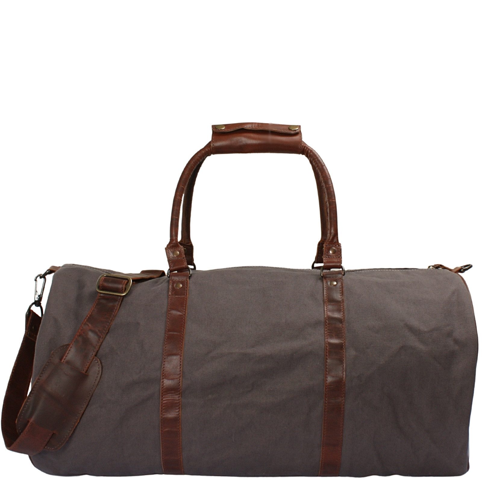 LECONI Reisetasche große Sporttasche Damen Herren Weekender Leder Canvas LE2026, Geräumiges Hauptfach – Rückfach mit Reißverschluss – 60 × 30 × 30 cm