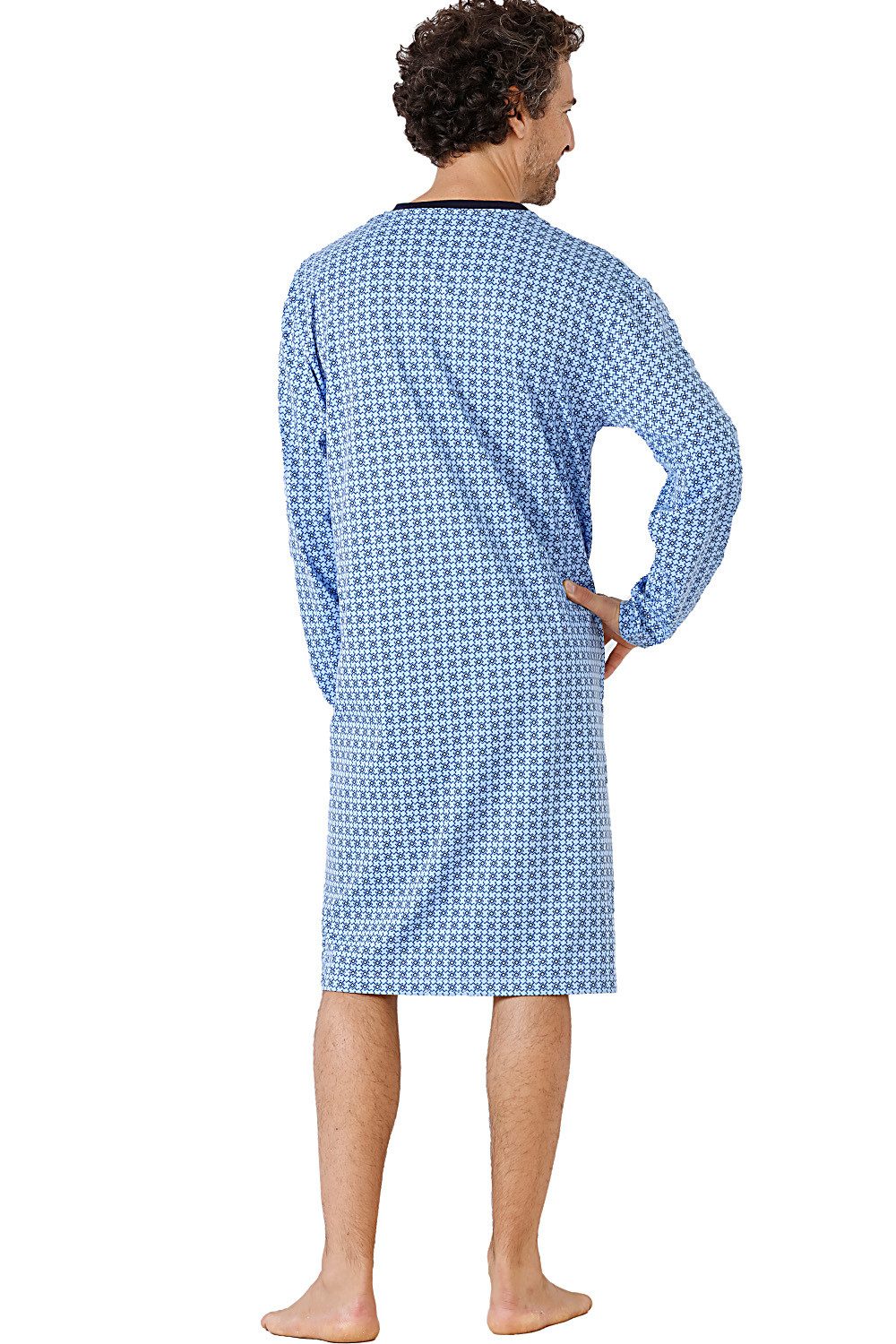 Hajo Pyjamaoberteil Herren Nachthemd Sleepshirt langer Arm V-Neck Klima Komfort