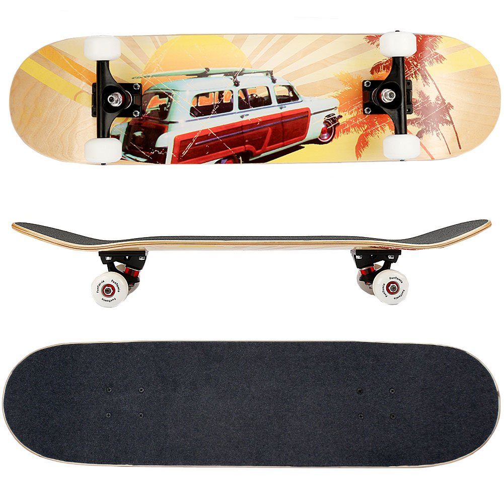 FunTomia Skateboard Skateboard mit Mach1 ABEC-9 Kugellager 7-lagigem Ahornholz 100A Rollen