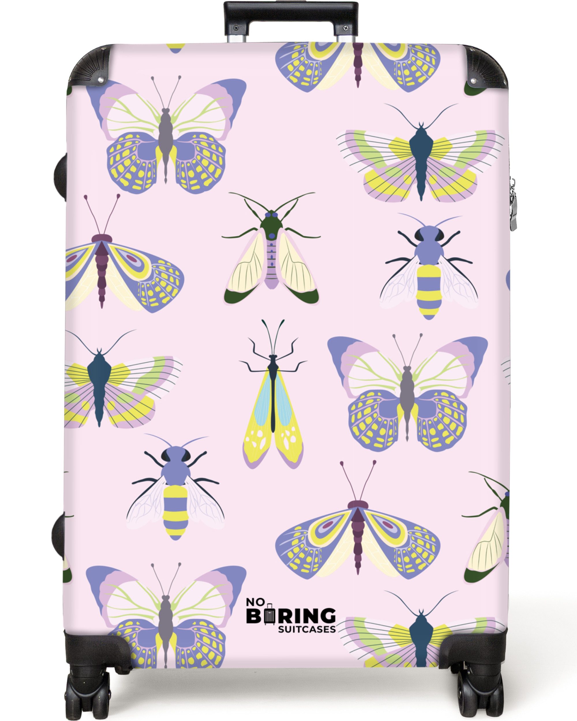 NoBoringSuitcases.com© Hartschalen-Trolley Rosa mit Insekten 77 günstig online kaufen