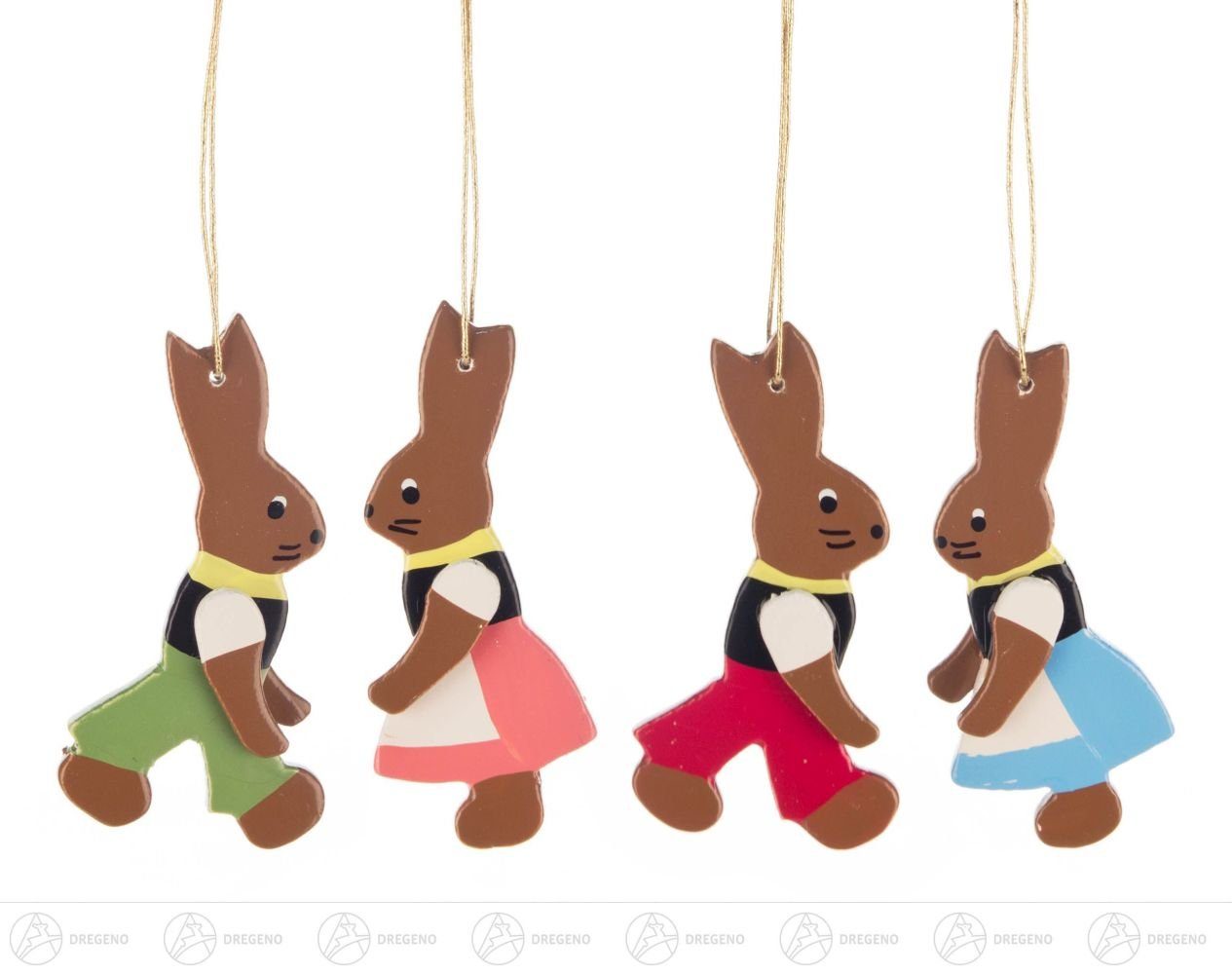 Dregeno Erzgebirge Osterei Ostern & Frühjahr Behang Osterhasen (4) Höhe ca 5,5 cm NEU