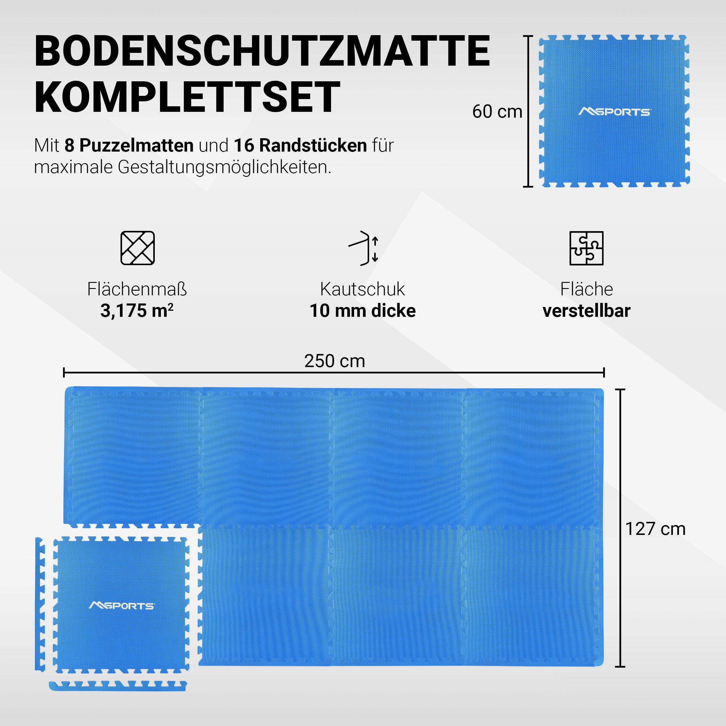 MSports® Bodenmatte Bodenschutzmatten Set - 8 Schutzmatten in verschiedenen Farben (8 Schutzmatten)