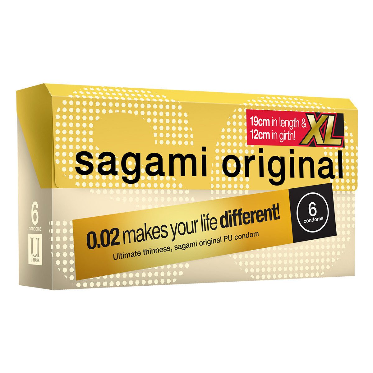 Sagami XXL-Kondome Original XL-Size Packung, 6 St., latexfreie Kondome, besonders große Kondome für Latex-Allergiker