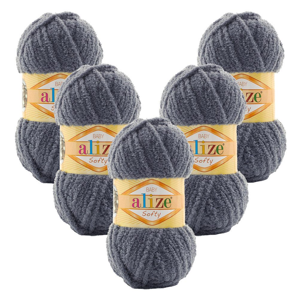 Alize 5 x ALIZE Softy 87 Häkelwolle, 230 m, Chenillegarn,Babywolle,flauschig