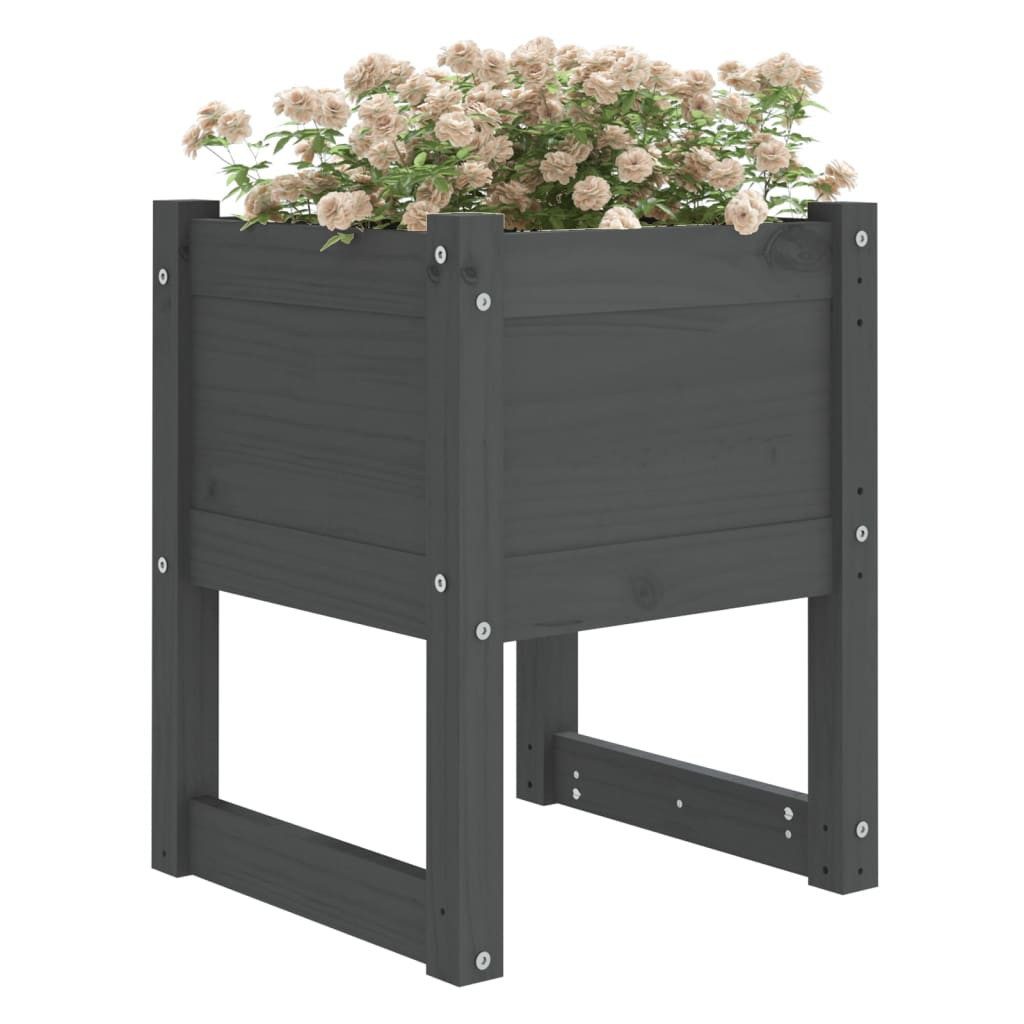 vidaXL Blumentopf Pflanzkübel Grau 40x40x52,5 cm Massivholz Kiefer (1 St)