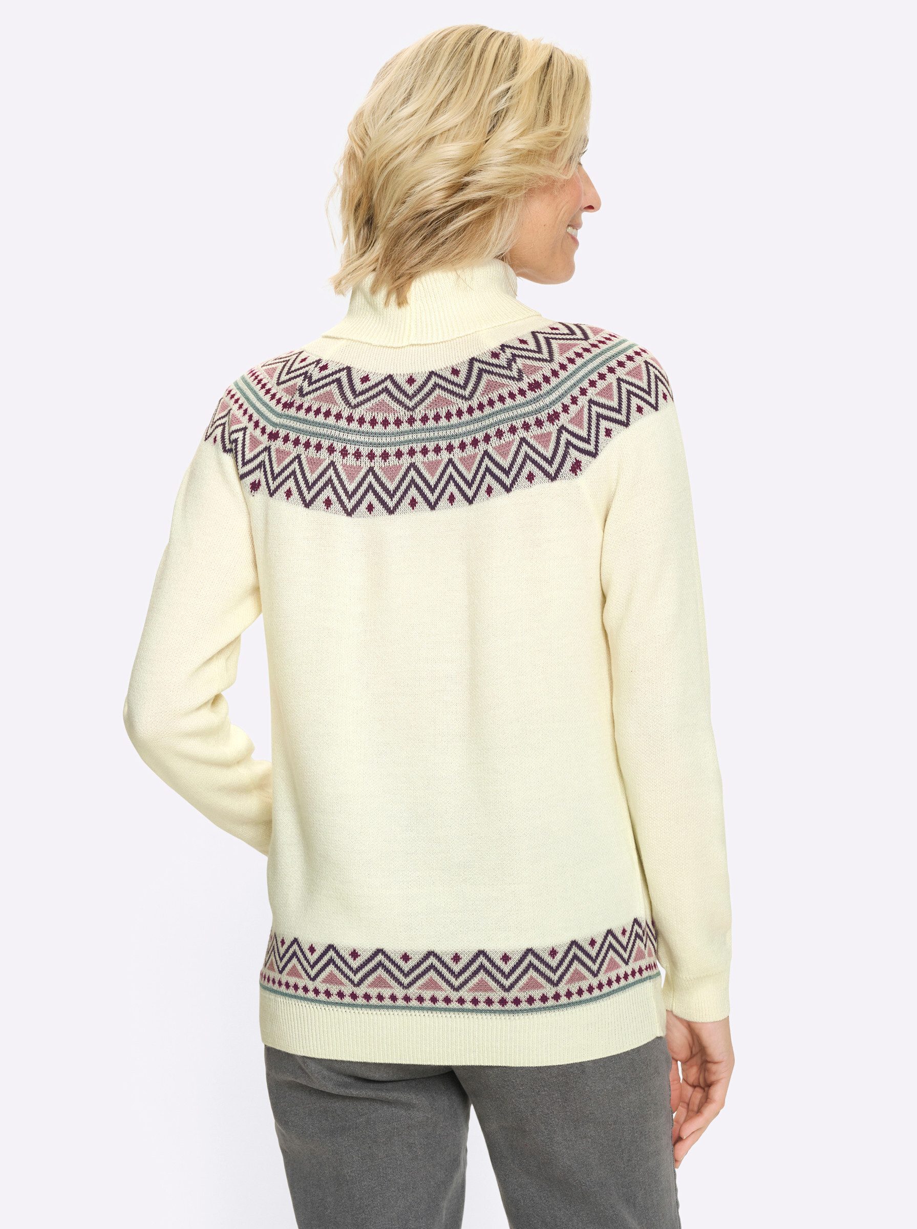 Sieh an! Strickpullover Rollkragen-Pullover Langarm Jacquard, Jersey