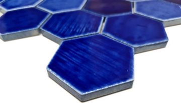 Mosani Mosaikfliesen Mosaikfliese Keramik Mosaik Hexagonal königsblau