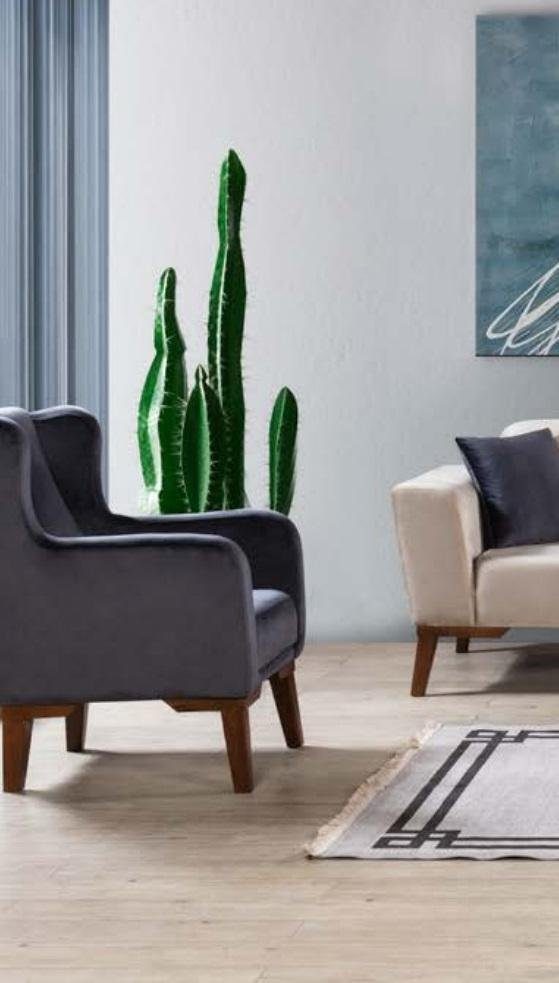 JVmoebel Sessel Luxus Neu Samt Möbel Sessel Couch Polster Sessel Einsitzer Design Blau