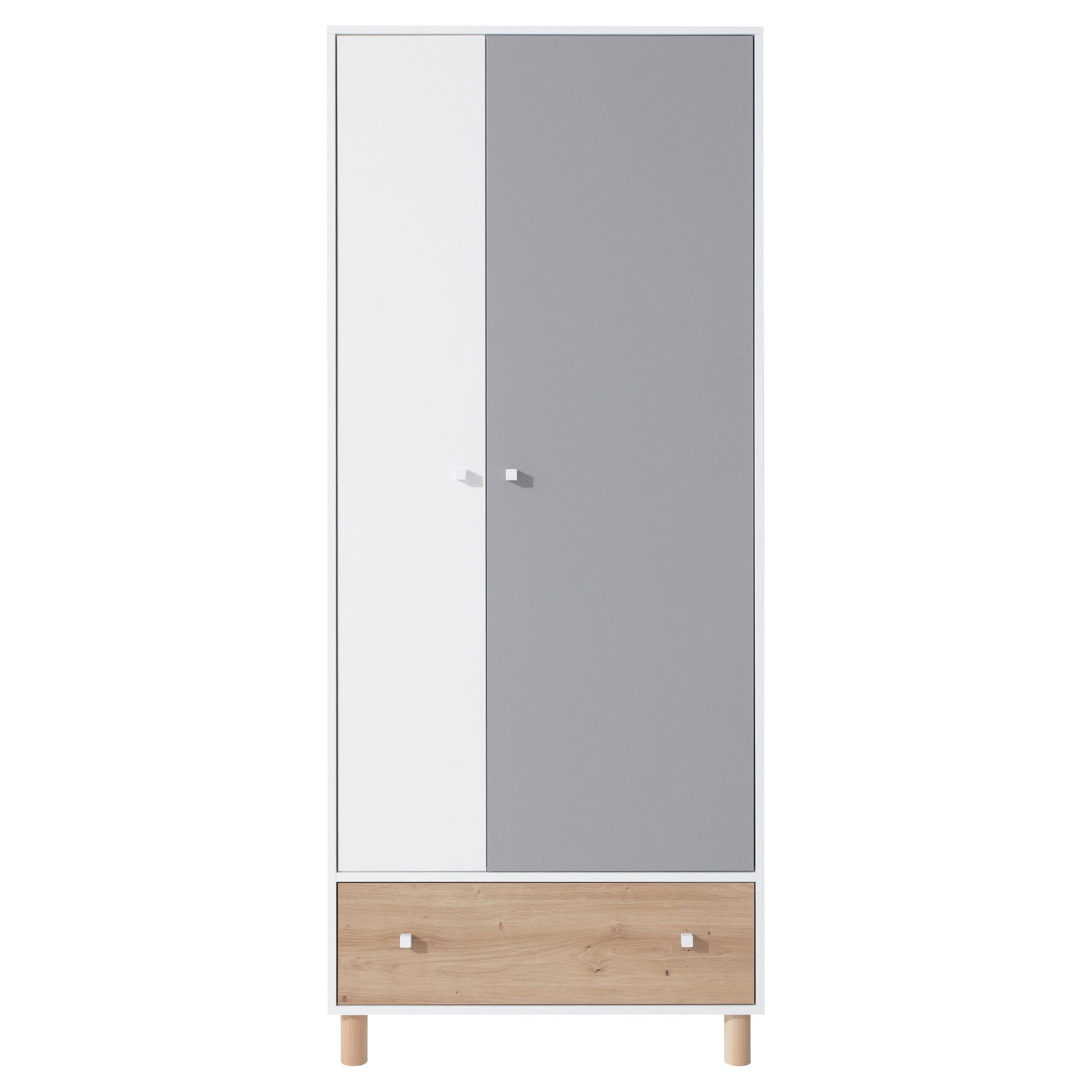 Lomadox Jugendzimmer-Set FAIRFAX-133, (Sparset, 5-tlg), mit Schreibtisch in weiß mit Eiche und grau
