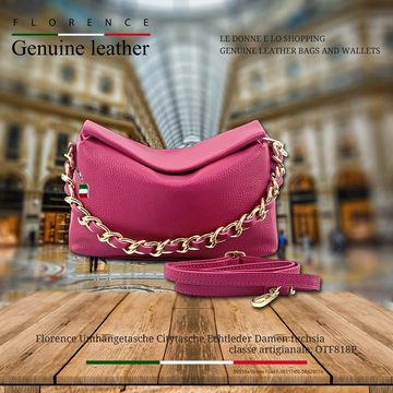 FLORENCE Umhängetasche Florence Umhänge- Citytasche Echtleder (Umhängetasche), Damen, Jugend Leder Umhängetasche, Citytasche, pink, fuchsia ca. 25cm