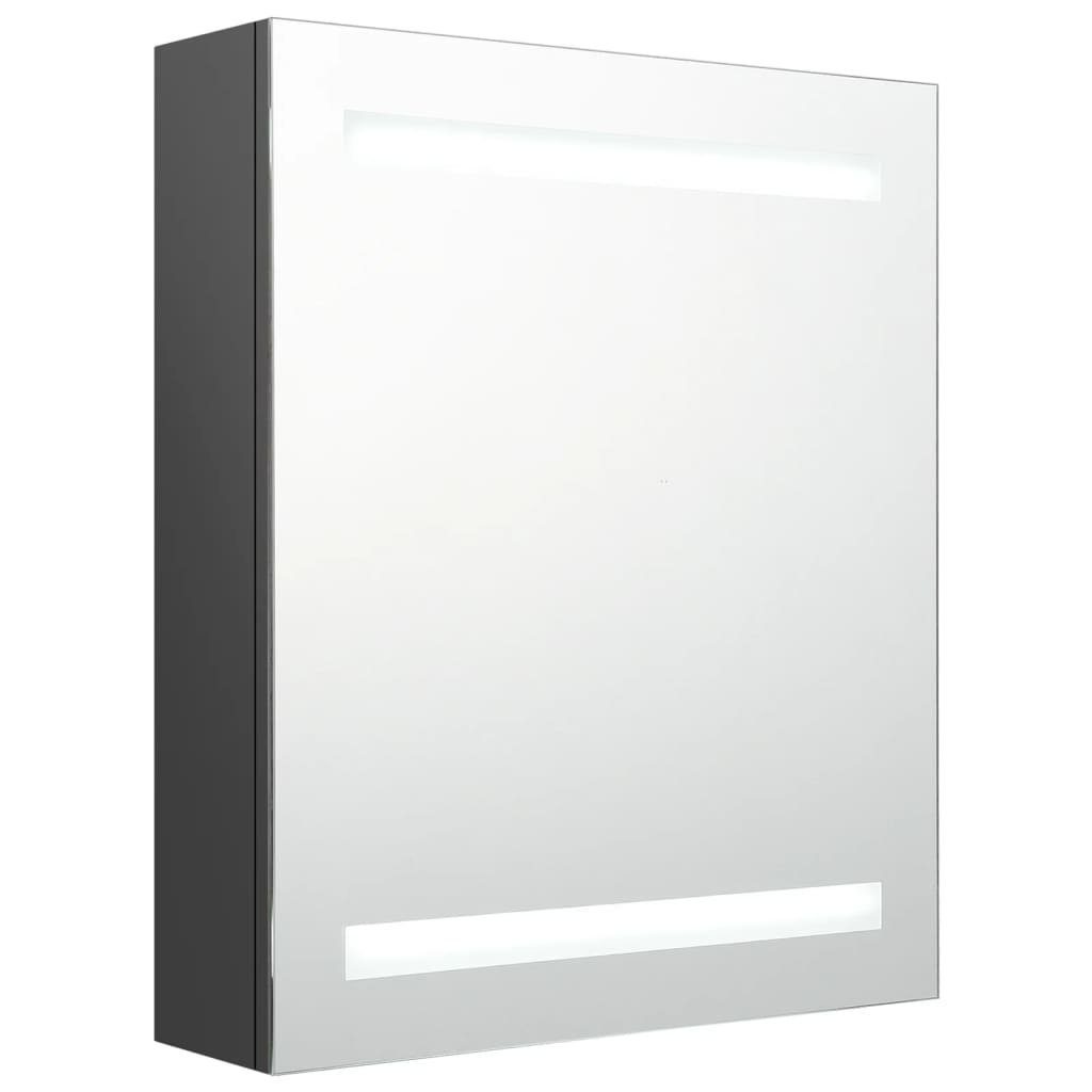 50x14x60 Badezimmerspiegelschrank LED-Bad-Spiegelschrank Grau vidaXL (1-St) cm