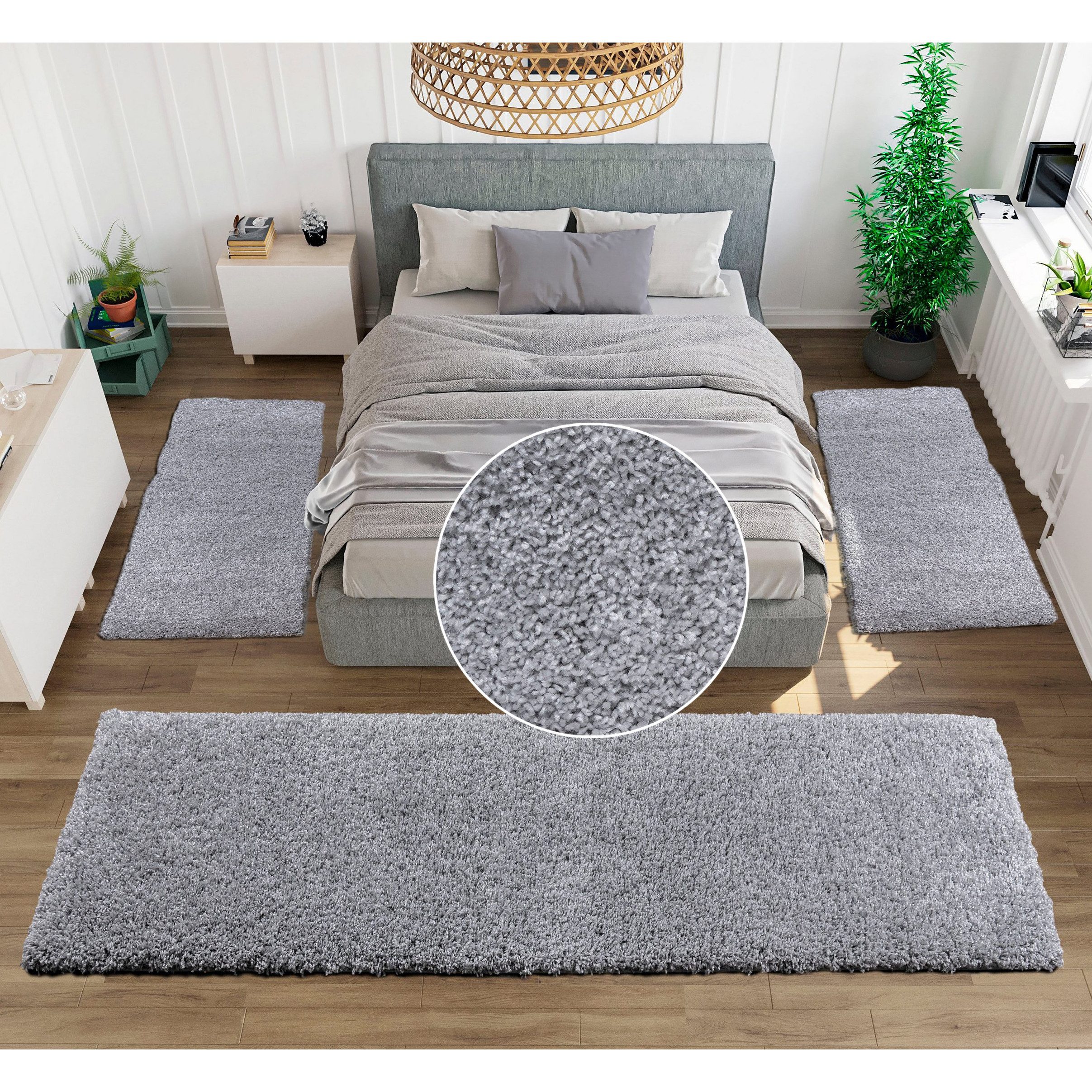 Bruno Banani Bettumrandung Shaggy Soft, Höhe 30 mm, (3-tlg), gewebt, Uni-Fa günstig online kaufen