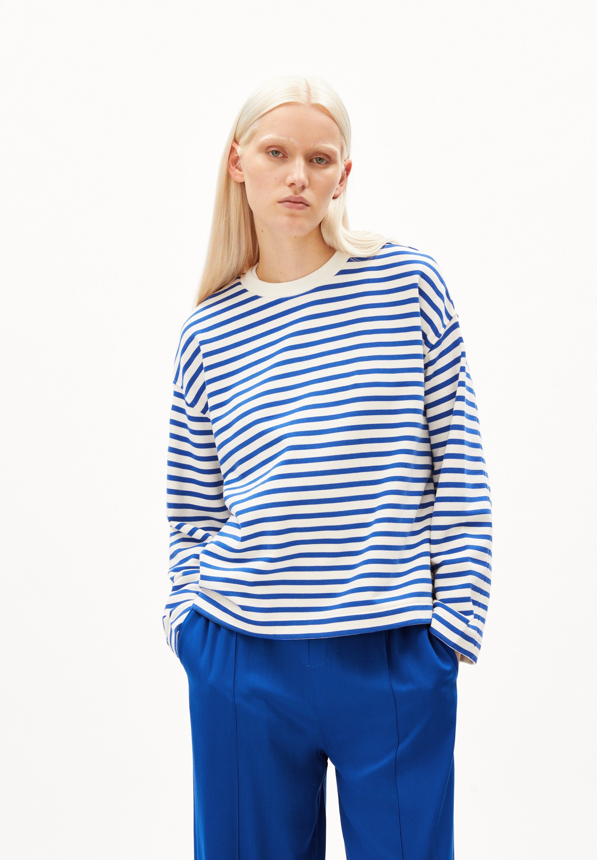 blue-undyed (1-tlg) dynamo STRIPE Sweatshirt MAARLEN FRANKAA Armedangels Damen