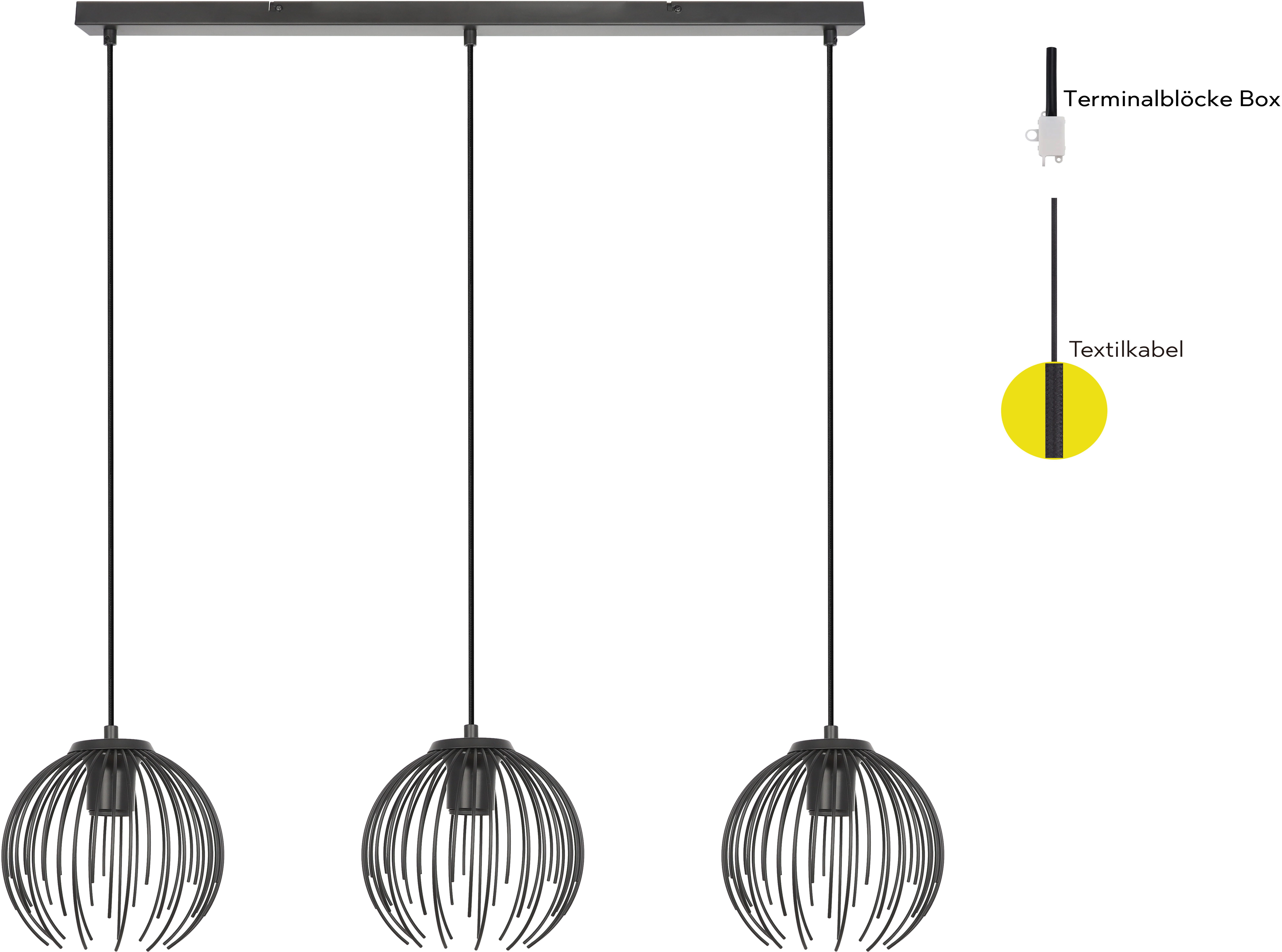 OTTO home Pendelleuchte Tonnia - Hängelampe, höhenverstellbar, Pendellampe, Metall, ohne Leuchtmittel, Leuchtmittel wechselbar, Lichteffekt durch Gitter-Optik,  – Bild 4 von 5