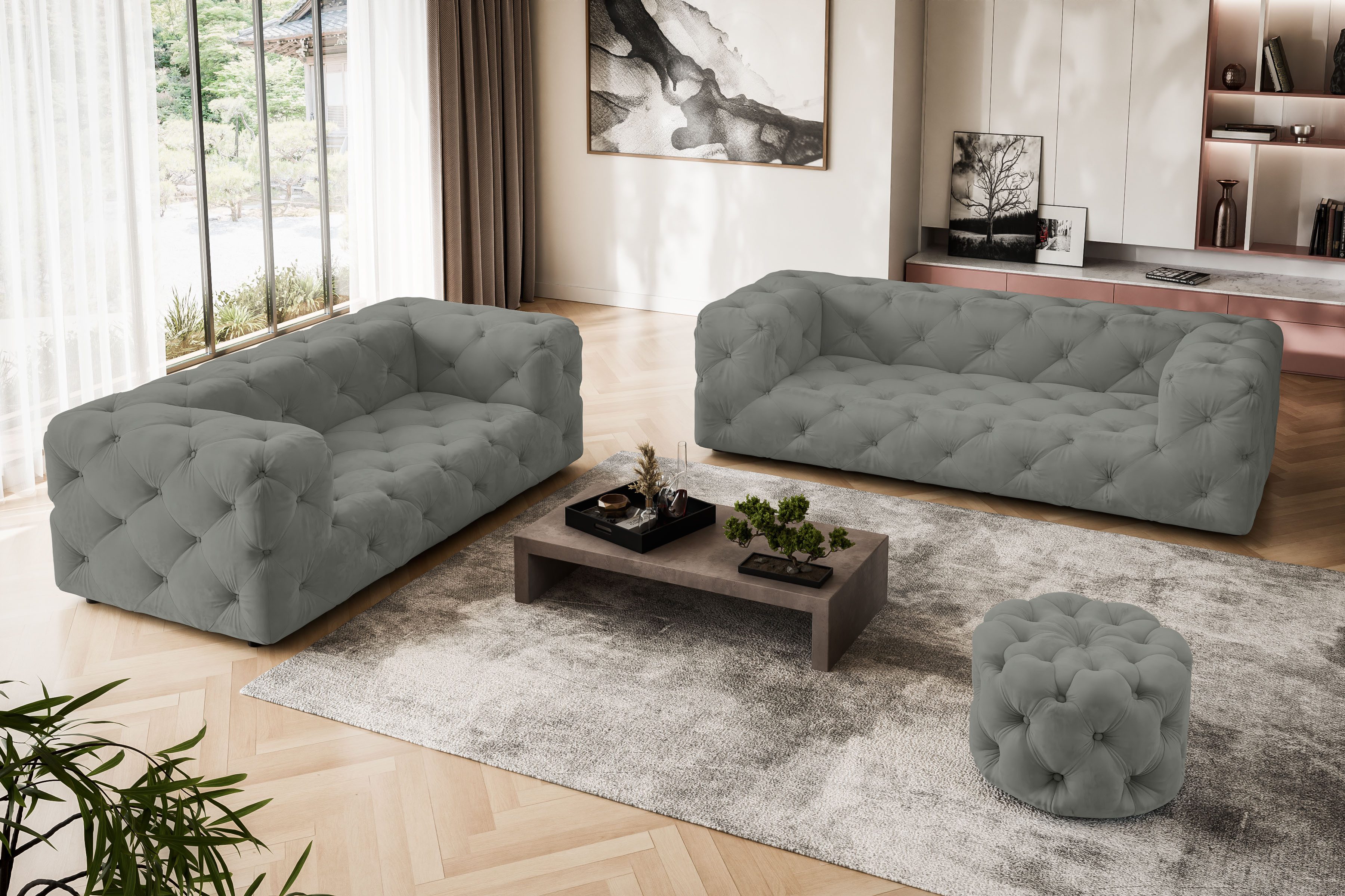 Home affaire 3-Sitzer FOLLINA, 3-Sitzer Sofa mit klassischer Chesterfield-Knopfheftung