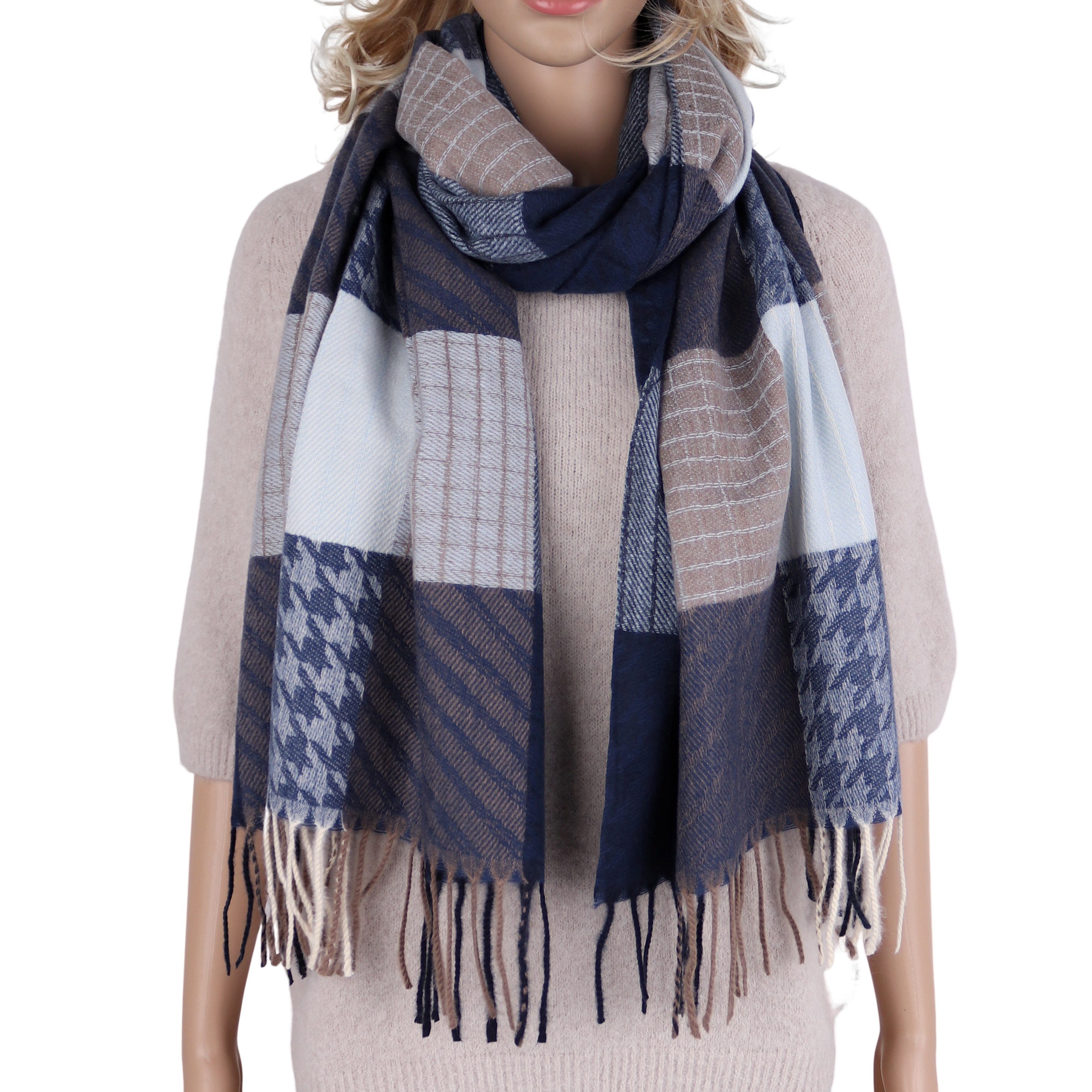 Modeschal weicher und warmer Schal mit Fransen, ca.70x180cm