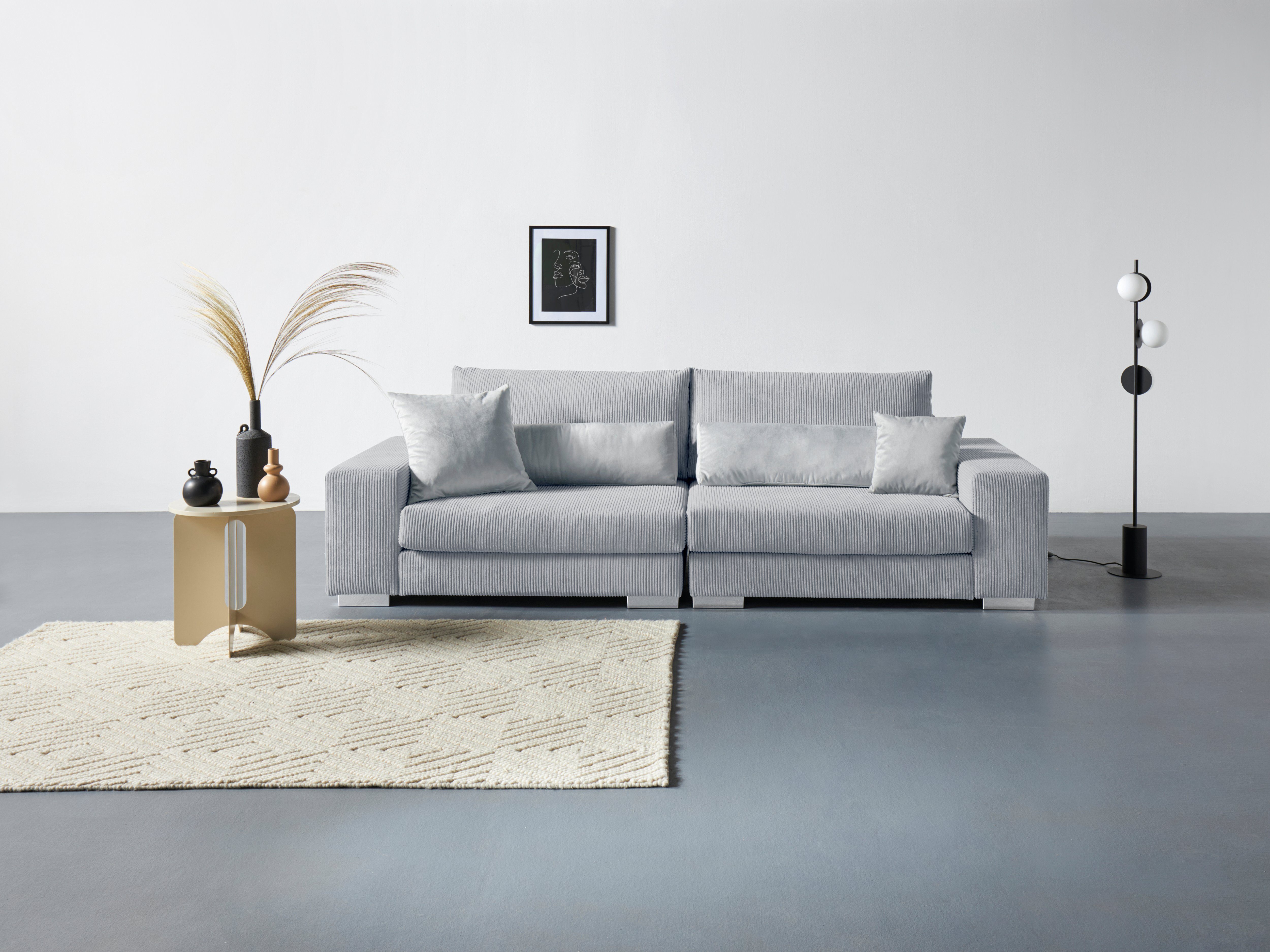 Home affaire Big-Sofa Vasco, Breite 277 cm, inkl. 6-teiliges Kissenset, in Cord