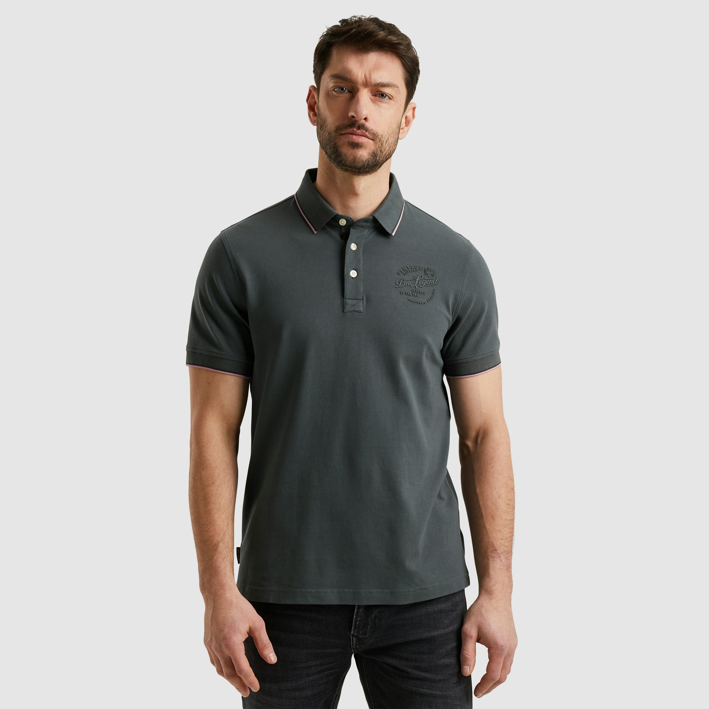 PME LEGEND Poloshirt Short sleeve polo stretch pique package mit Schriftzug