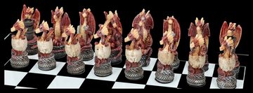 Figuren Shop GmbH Spiel, Schachspiel Drachen - Rot vs. Blau - Fantasy Dekoration Schach