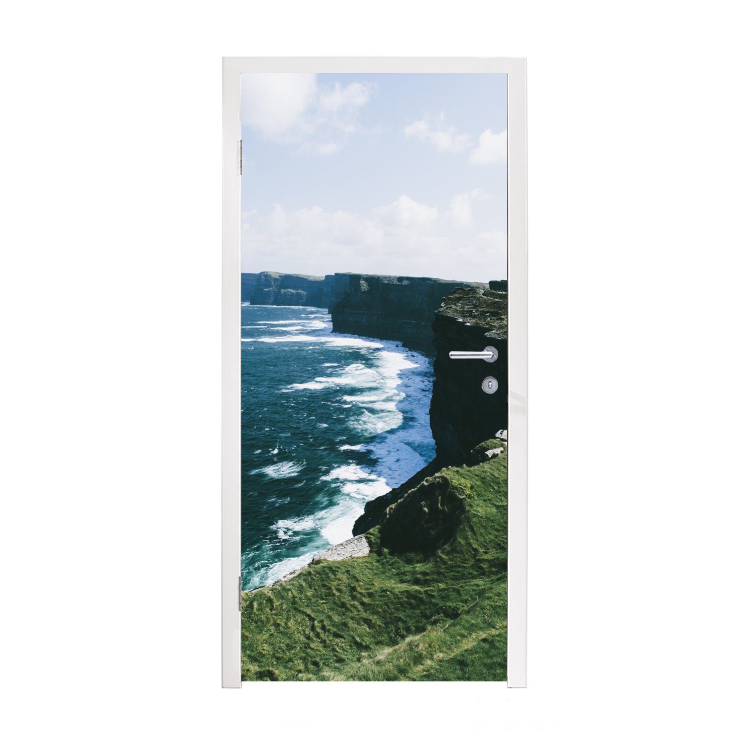 75x205 (1 Tür, Küstenlinie MuchoWow für St), Fototapete Türaufkleber, Moher, bedruckt, Matt, mit den cm of Türtapete Irlands Cliffs