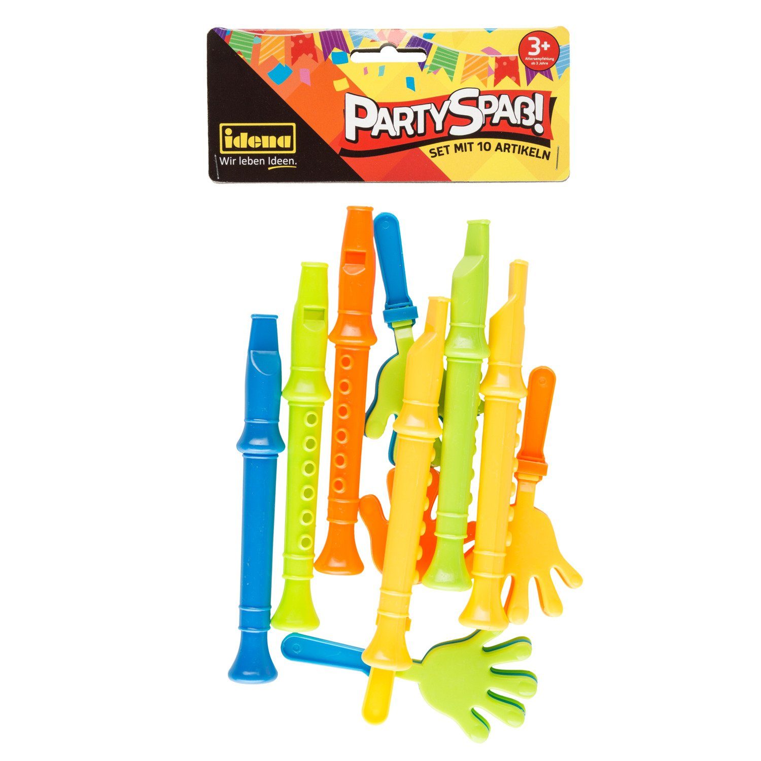 Spiel Idena 40443 - Partyspaß Set mit 10 Artikeln, 4 Handklatscher und 6