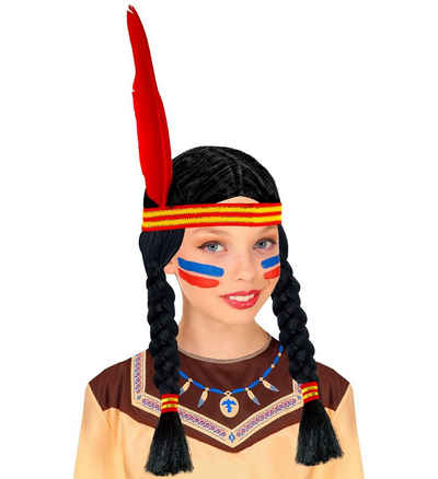 Widmann S.r.l. Kostüm-Perücke Mädchen Perücke 'Native' mit Stirnband und Feder 0