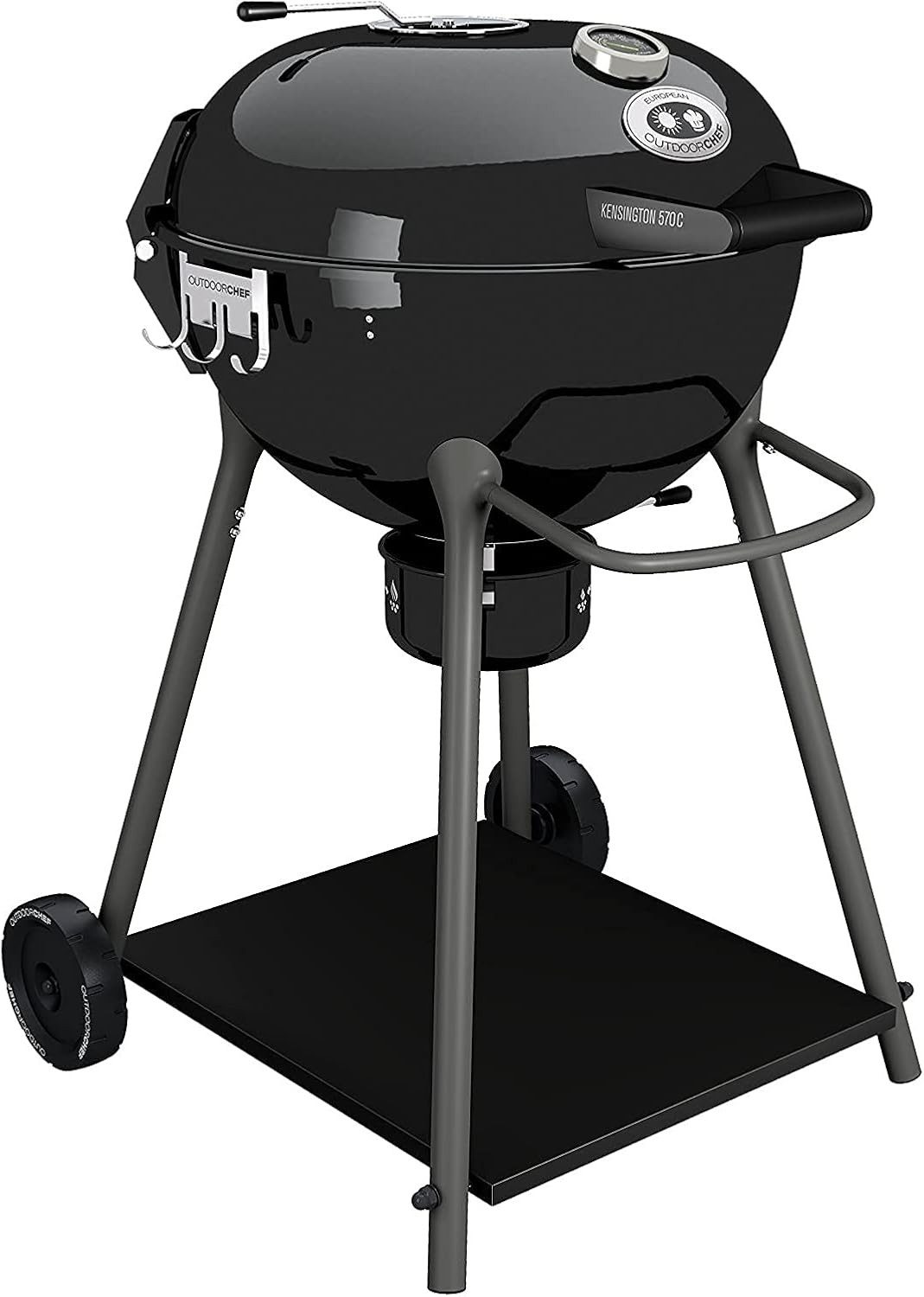 OUTDOORCHEF Holzkohlegrill 6 Personen Grill Holzkohle, fahrbarer Kugelgrill mit Deckel, inkl 6 Brennpaste, echtes Grillerlebnis, Räucherchips