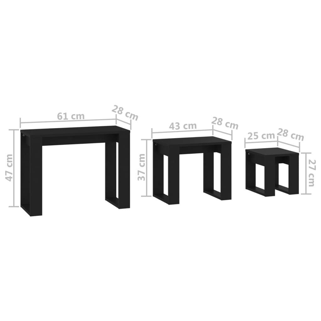 3-tlg. (3-St) Satztische Holzwerkstoff Beistelltisch furnicato Schwarz