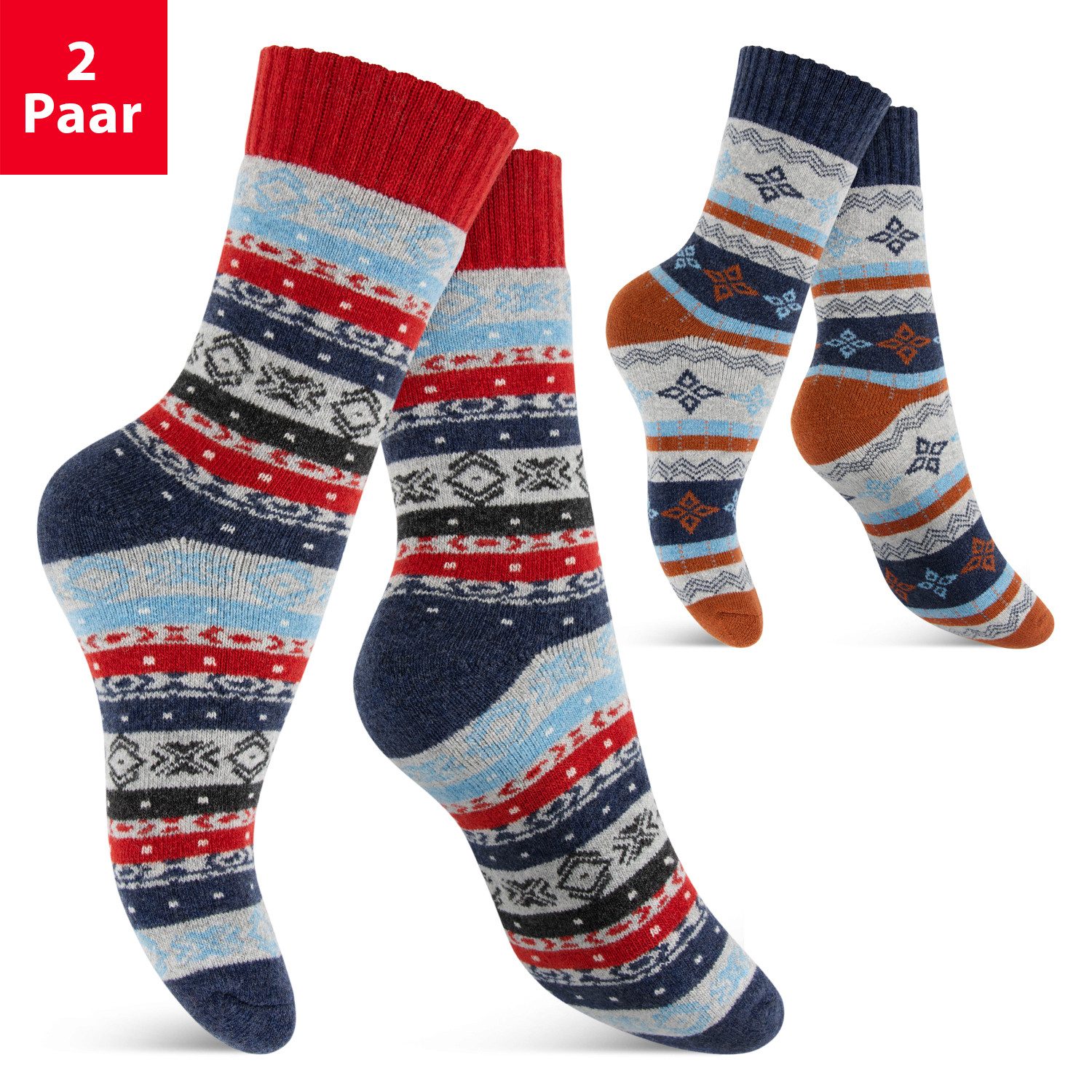 Footstar Thermosocken 2 Paar Warme Hygge Winter Wollsocken im Vintage-Desig günstig online kaufen