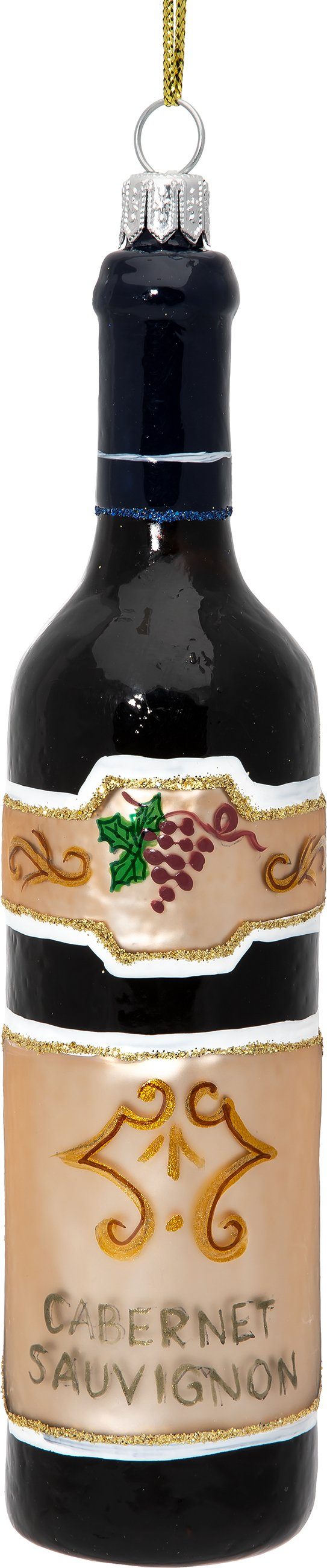 Line Premium Christbaumschmuck Weinflasche - Rotwein SIKORA Figur Glas BS753 Anhänger Weihnachtsbaum