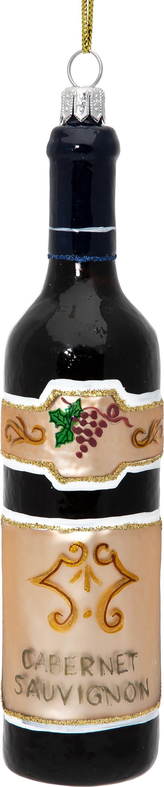 Christbaumschmuck BS753 Weinflasche Rotwein Glas Figur Premium Weihnachtsbaum Anhänger